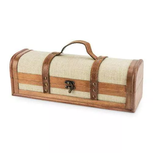 1 Bottle Vintage Striped Trunk Wine Box by Twine