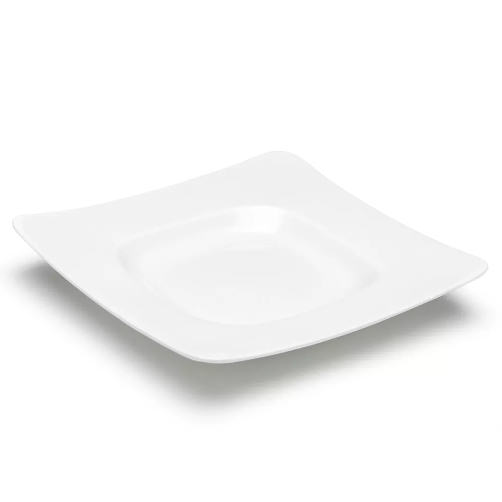 10-3/8″ Square Wide Rim Plate, White Ceramic