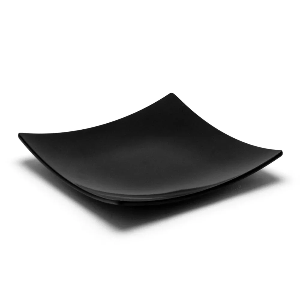 10″ Melamine Square Flare Plate, Black