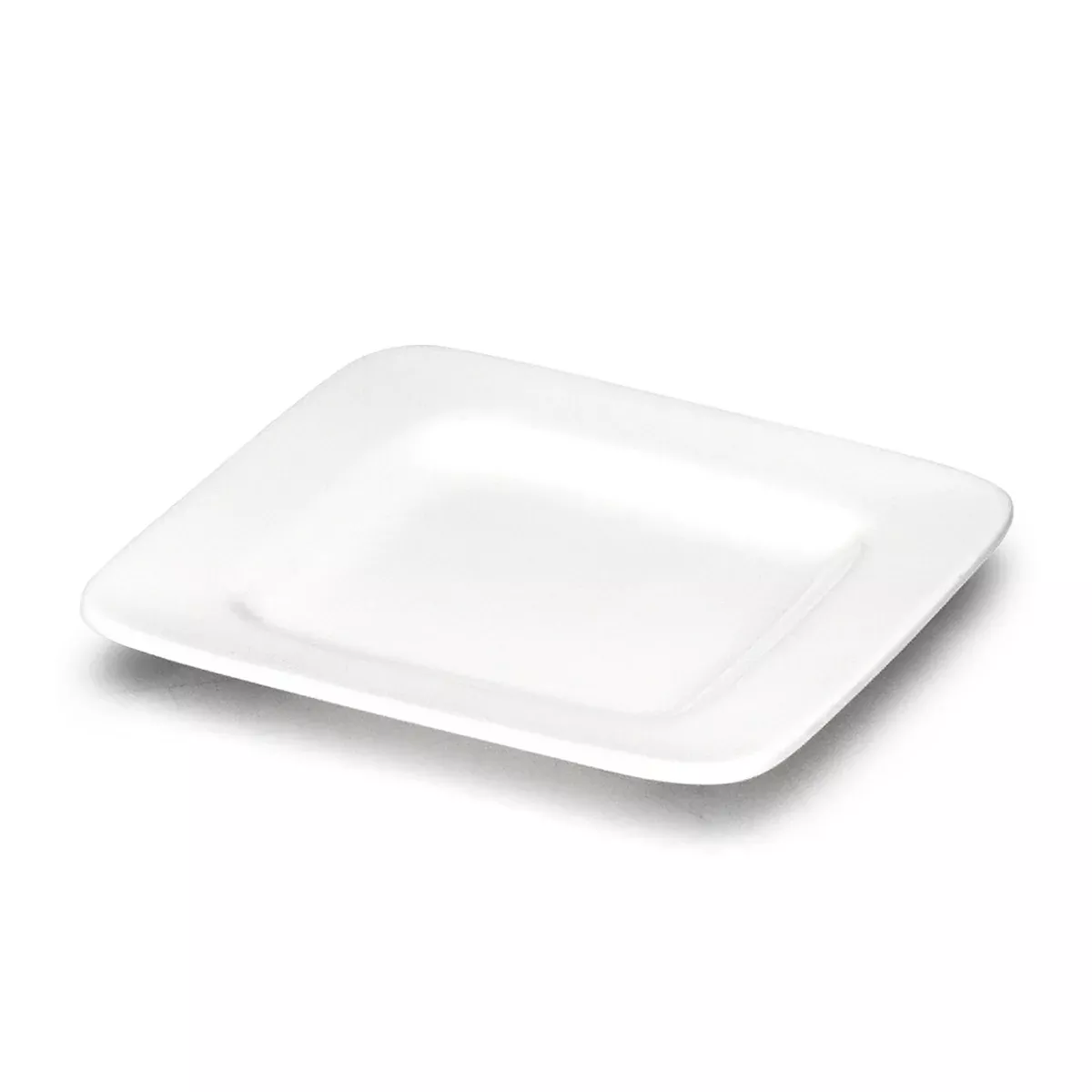 10" Tilted Square Plate, White Ceramic