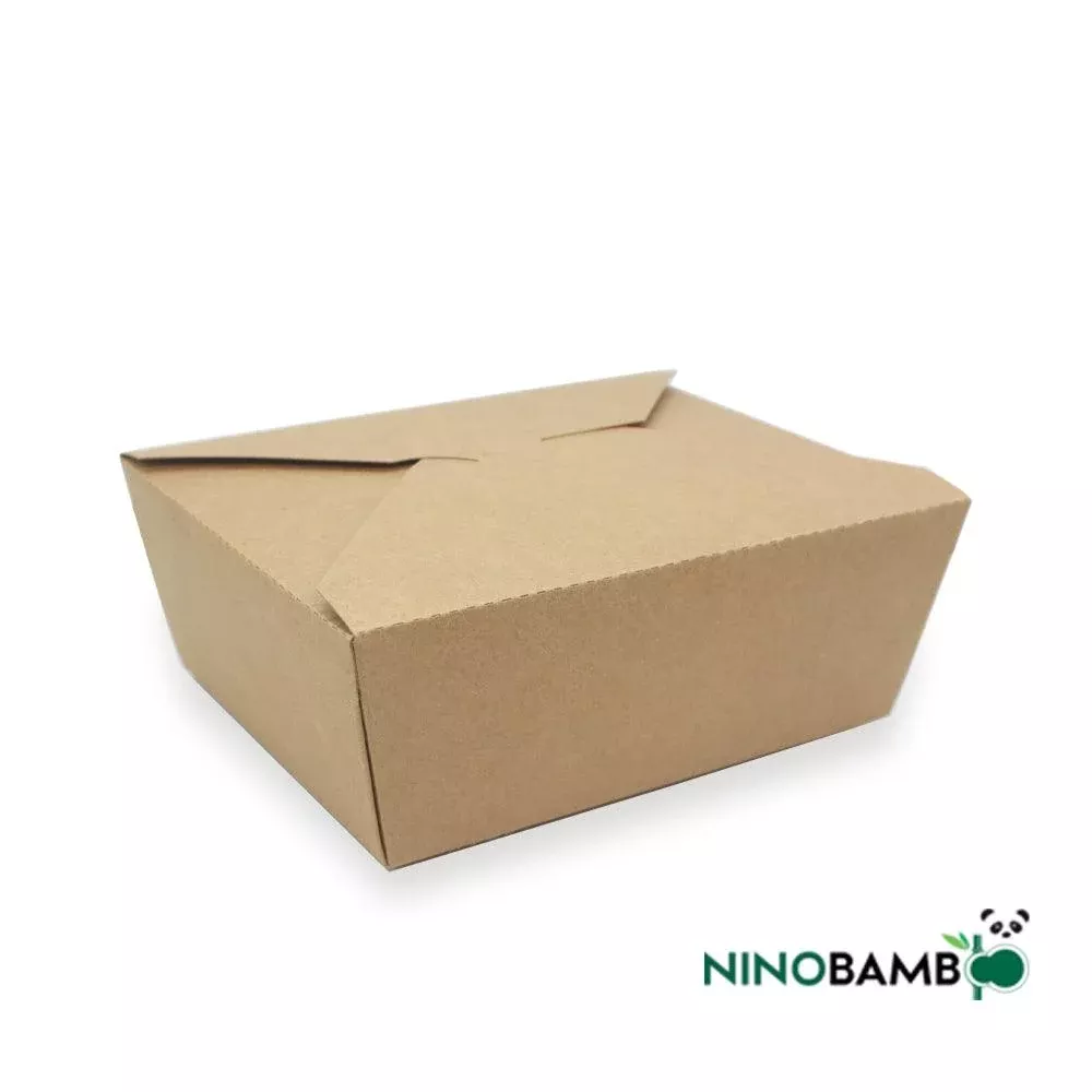1400ml Kraft Paper Clip-on Foldable Salad Box