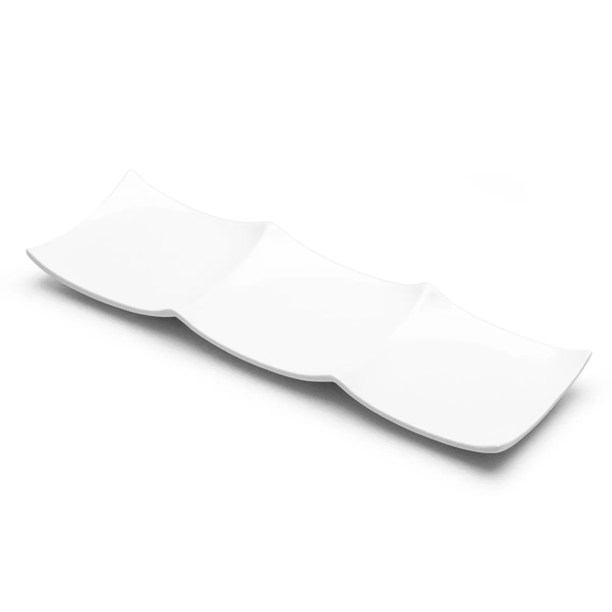 3-Compartment Square Plate 11″x3-1/2″, White Ceramic