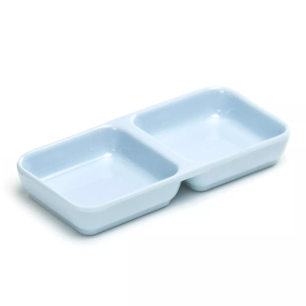 3″X6″ Melamine Twin Sauce Plate, Blue Jade