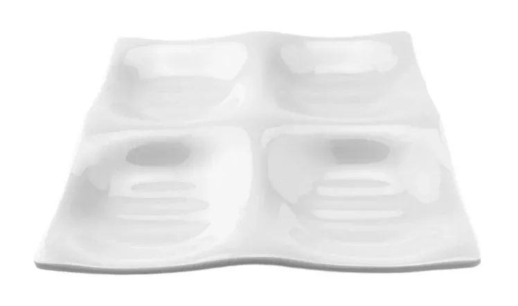 4-Compartment Square Plate 8-1/2″, White