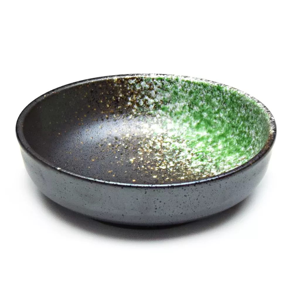 5.5″Dx1.75″H Porcelain Bowl, Black/Green