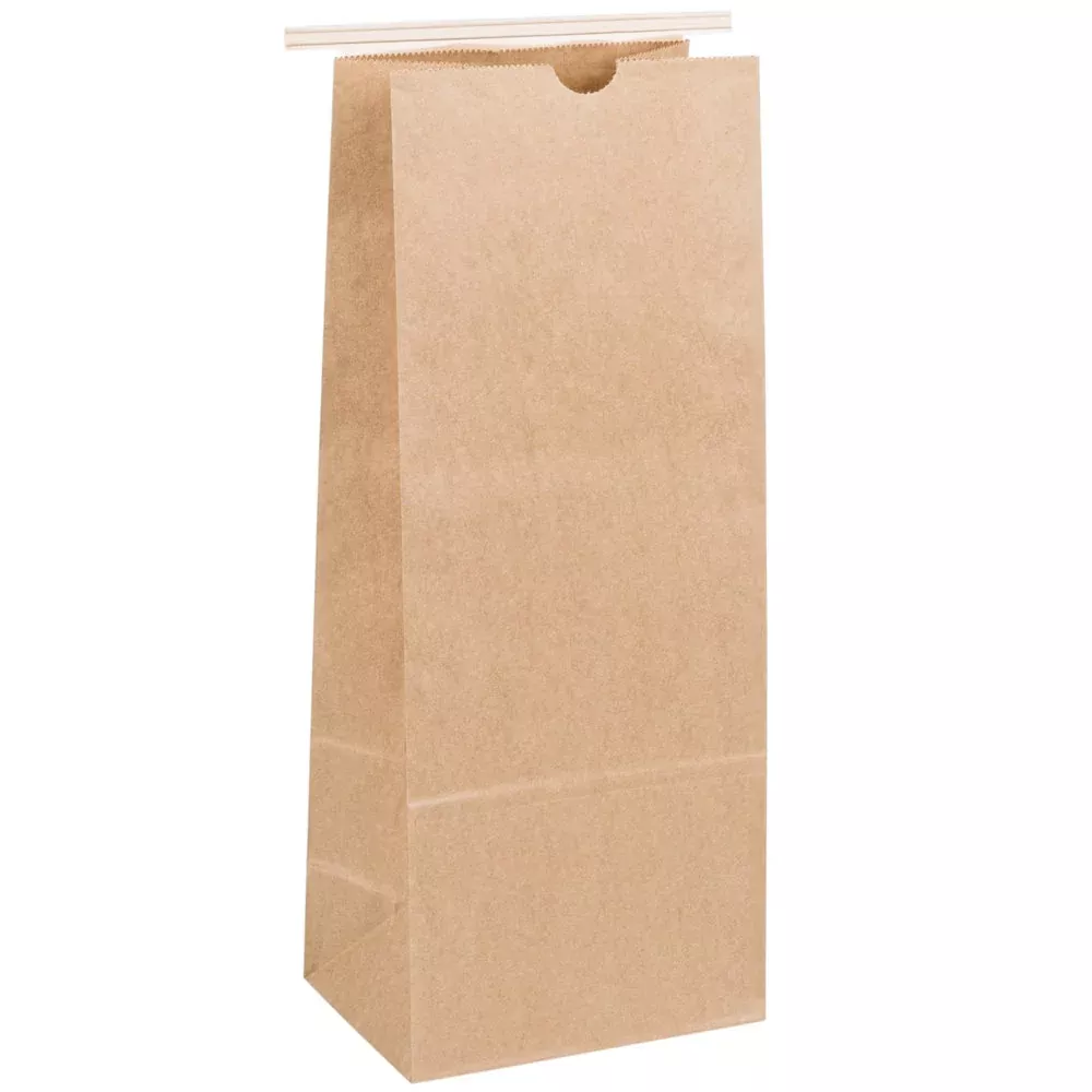 5 lb. Natural Kraft Resealable Coffee Bag with Ties