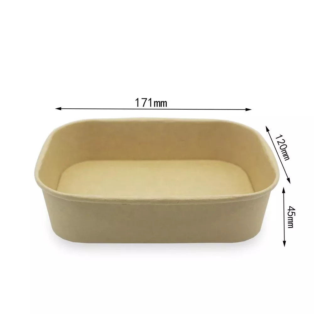 500ml Kraft Paper Disposable Box With PP And Paper Lid