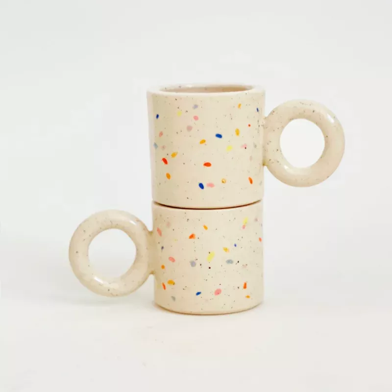 5oz Double Sprinkles Handmade and Hand-painted Ceramics Mug - Multi colors
