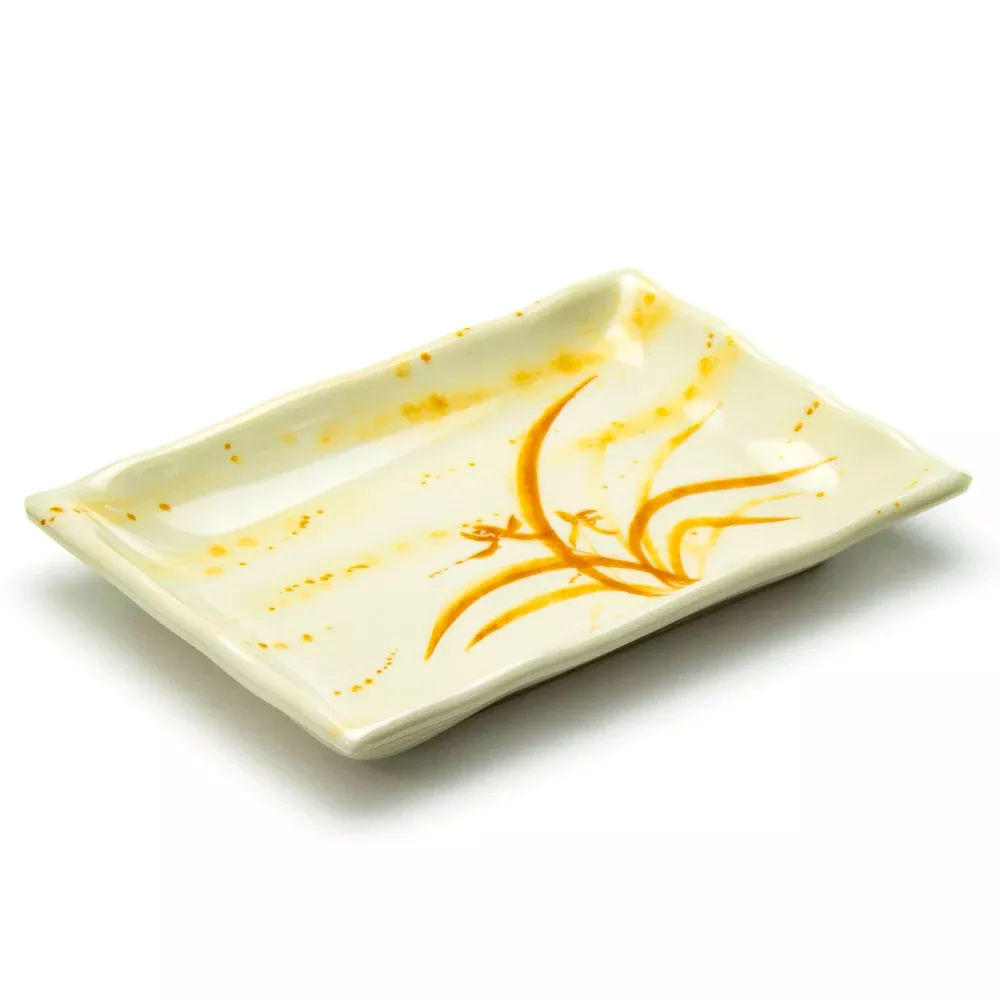 8-1/2″ Melamine Rectangular Plate, Gold Orchid