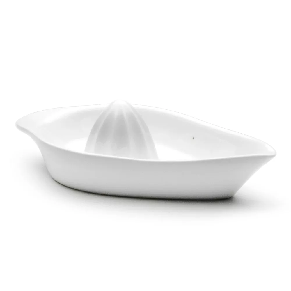 8″ Citrus Juicer Rimmer Plate, White Ceramic