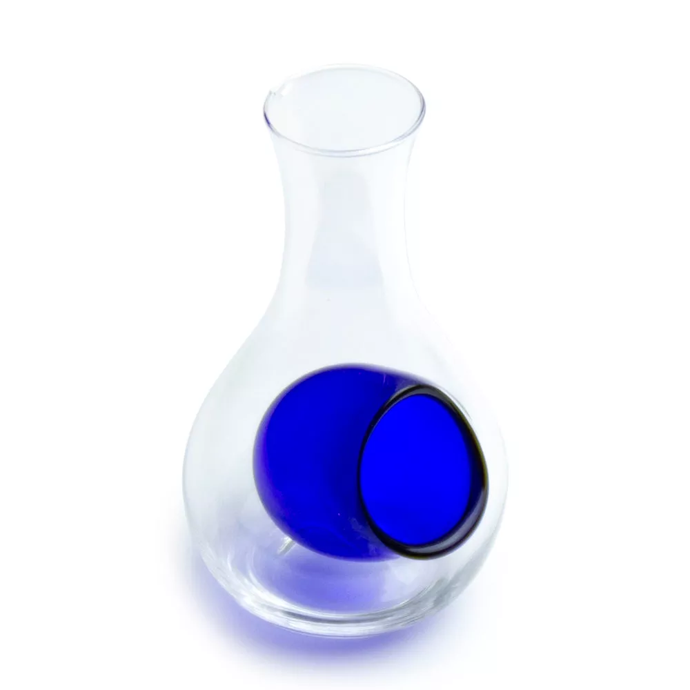 Blue Bulb Glass Sake Bottle 6.25″H