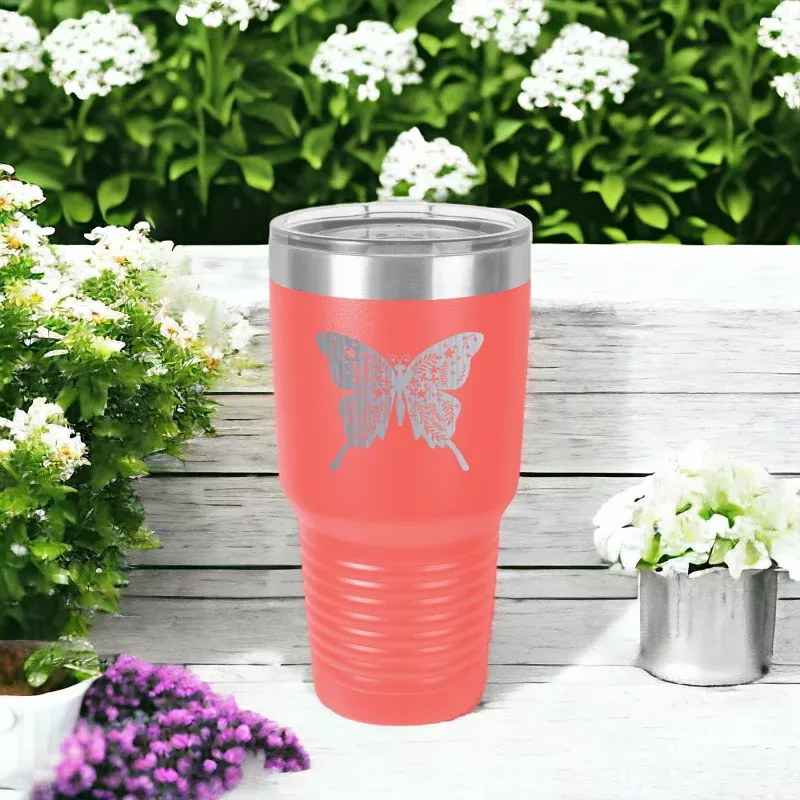 Butterfly Mandala - Engraved Polar Camel Tumbler