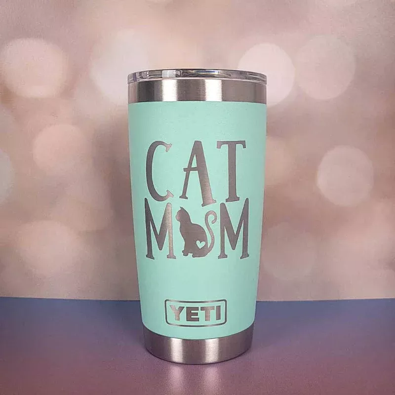 Cat Mom Engraved YETI Tumbler - Design #2
