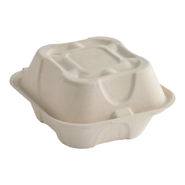 Compostable 6x6x3 Fiber Sandwich Box I No PFAS Added I 500 per case