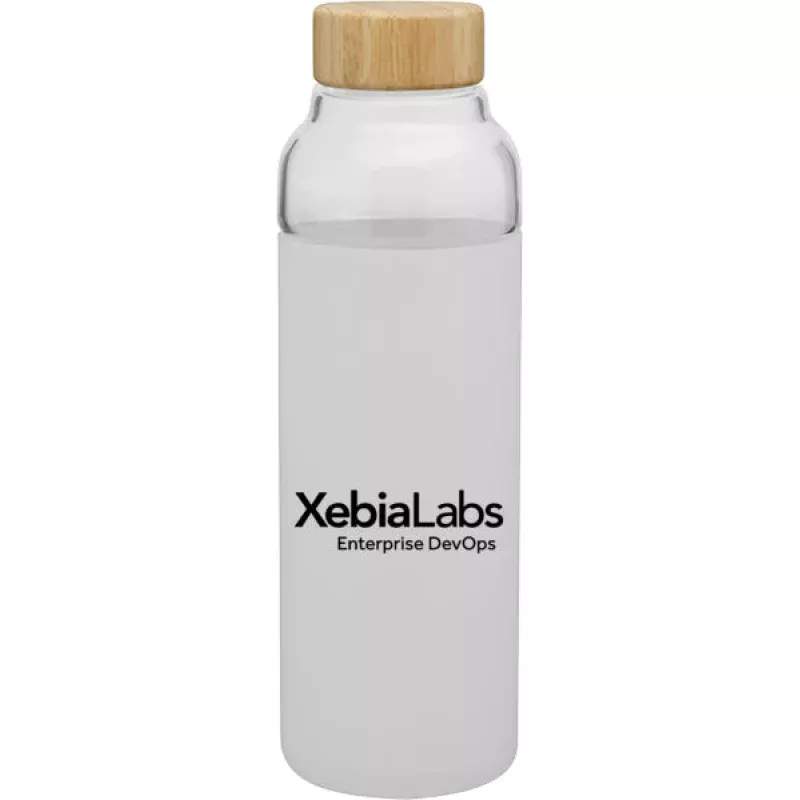 Custom Glass Water Bottle with Bamboo Lid