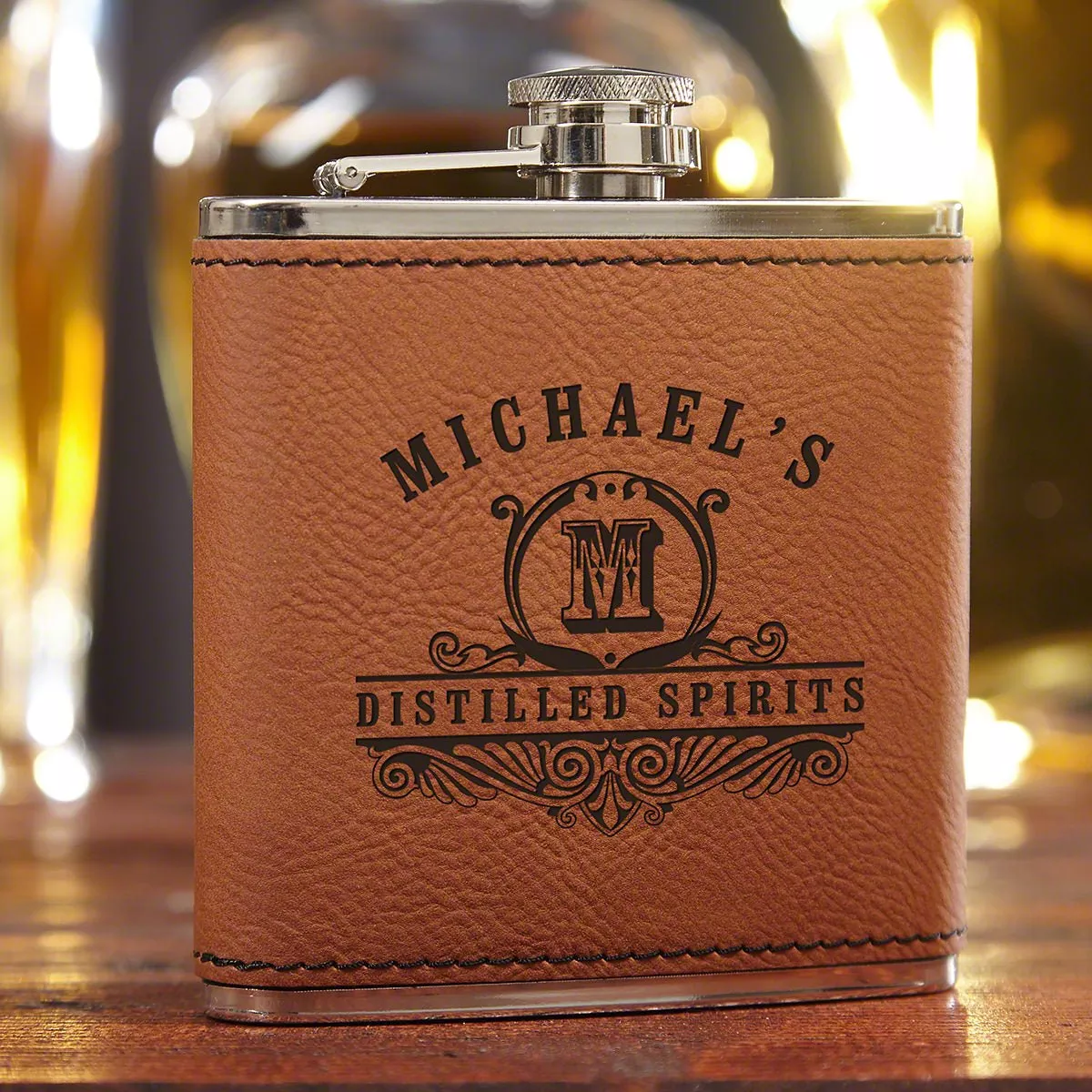 Custom Leather Whiskey Flask|Saddle Brown Flask&Brown Flask