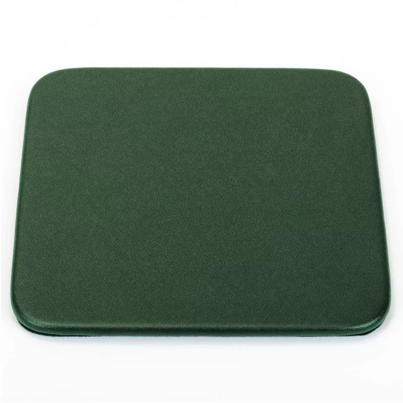 Dark Green Leatherette Coaster, Square