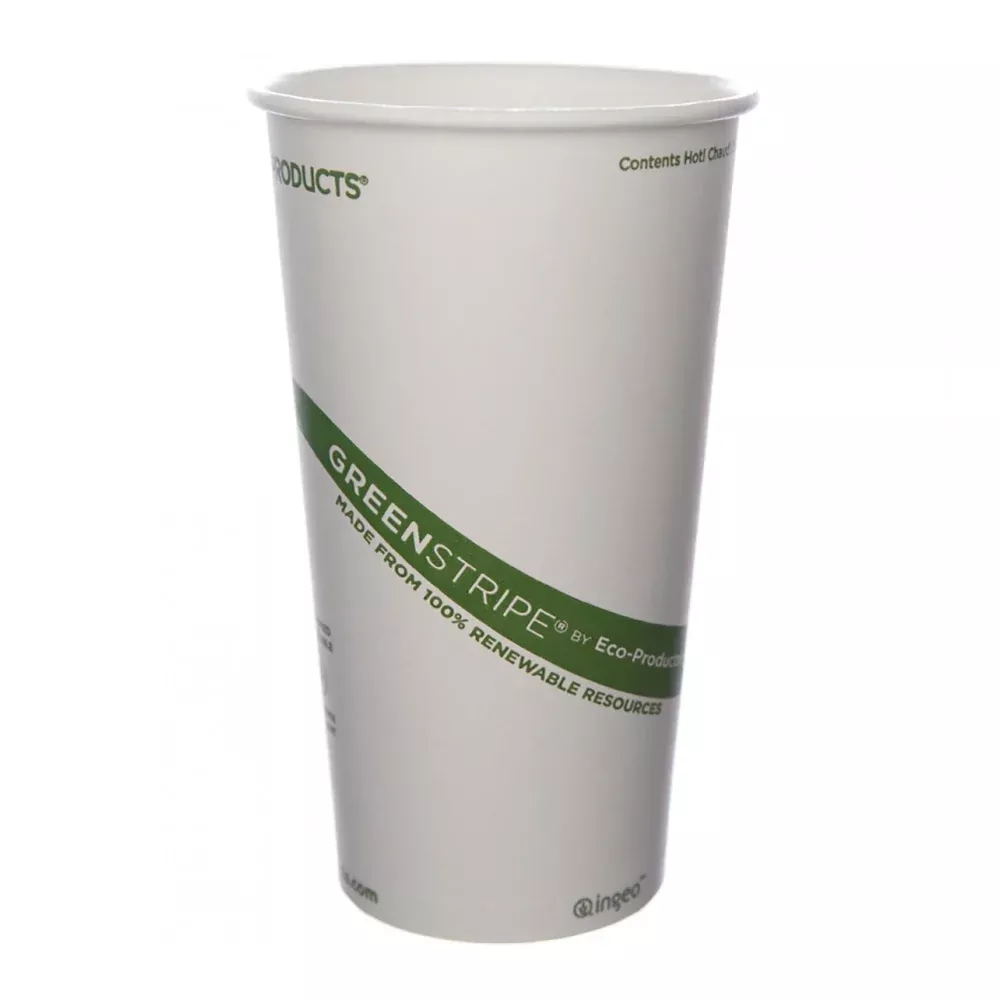 Eco-Products 20 oz. Green Stripe Hot Cup