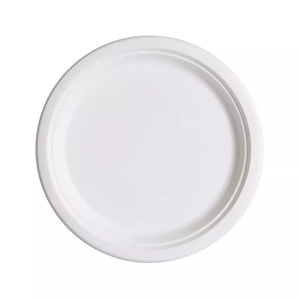 Eco-Products 7″ Round White Compostable Sugarcane Plates