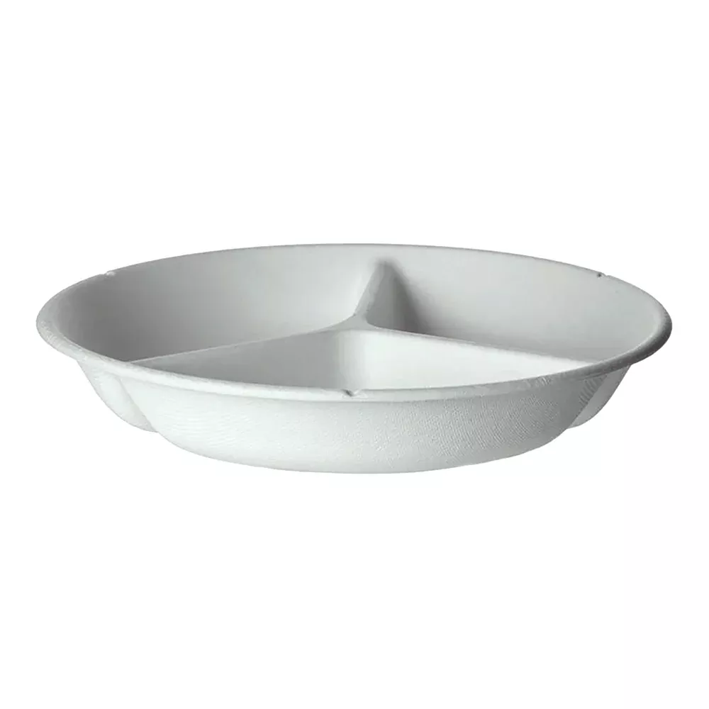 Eco-Products WorldView 9″ 3-compartment Round Take-Out Plate