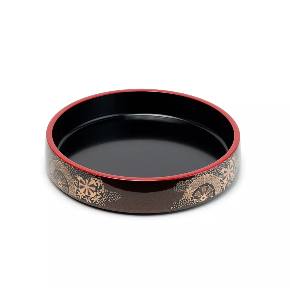 Lacquer Sushi Oke 9-5/8″D x 2-1/4″H, Brown