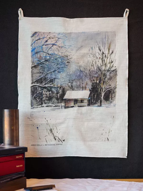 Linen Wall Hanging—Winter Bloom
