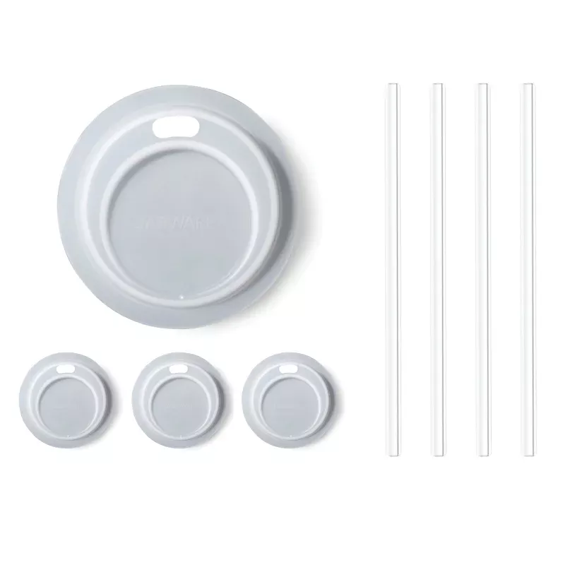 MASON JAR DRINK LID W/STRAWS 4PK WHT