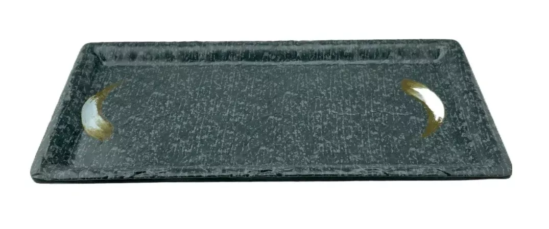 Melamine Rectangular Plate 10-7/8, Stone Ink