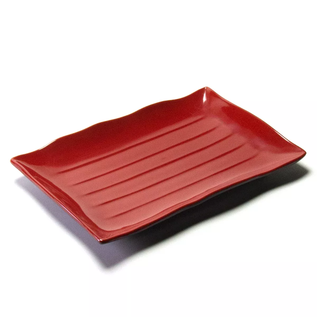 Melamine Rectangular Plate 13-1/2″x9″, Black/Red