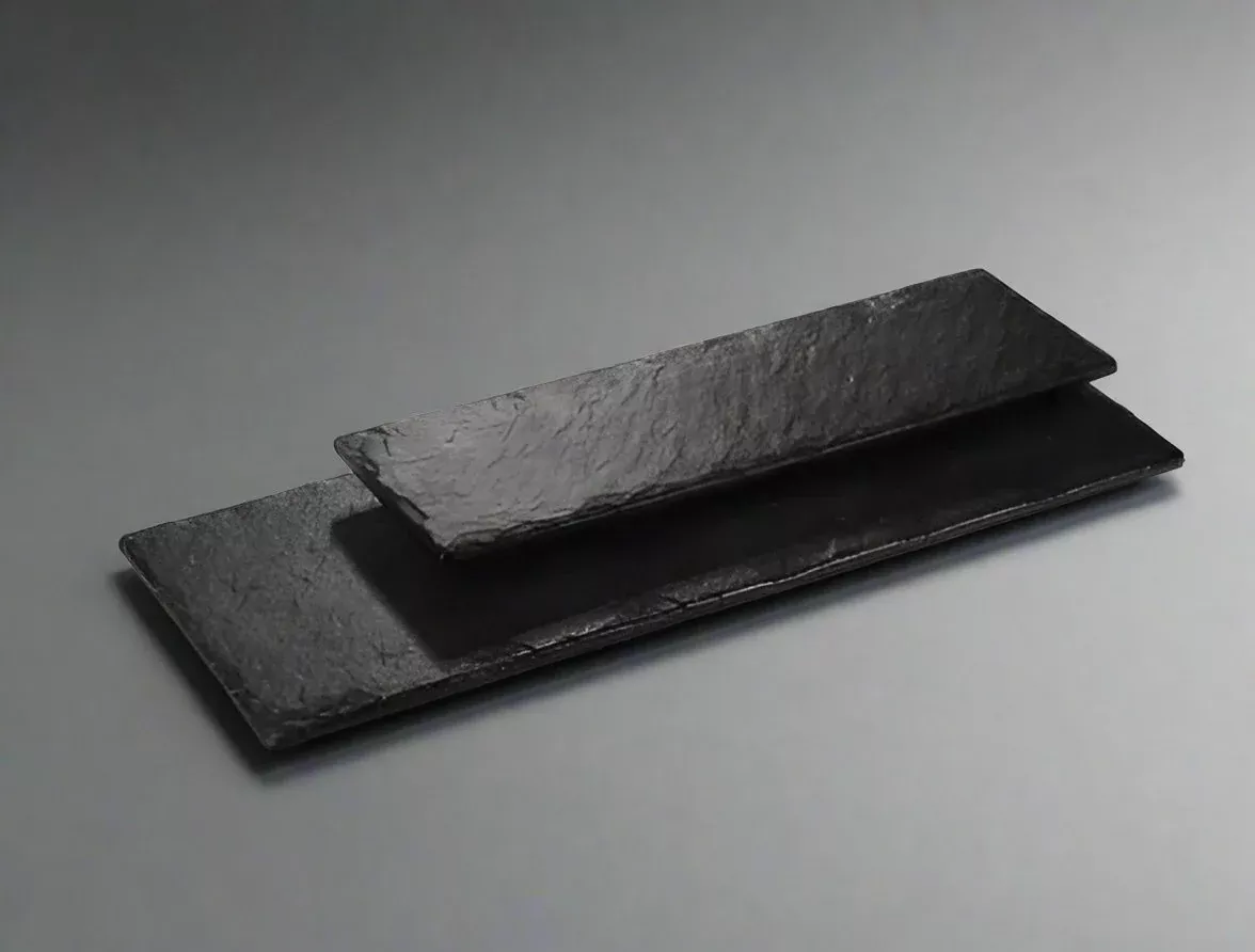 Melamine Rectangular Slate Platter 12-3/16", Matte Black