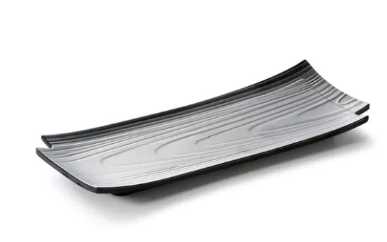 Melamine Rectangular Wood pattern Plate 11", Matte Black