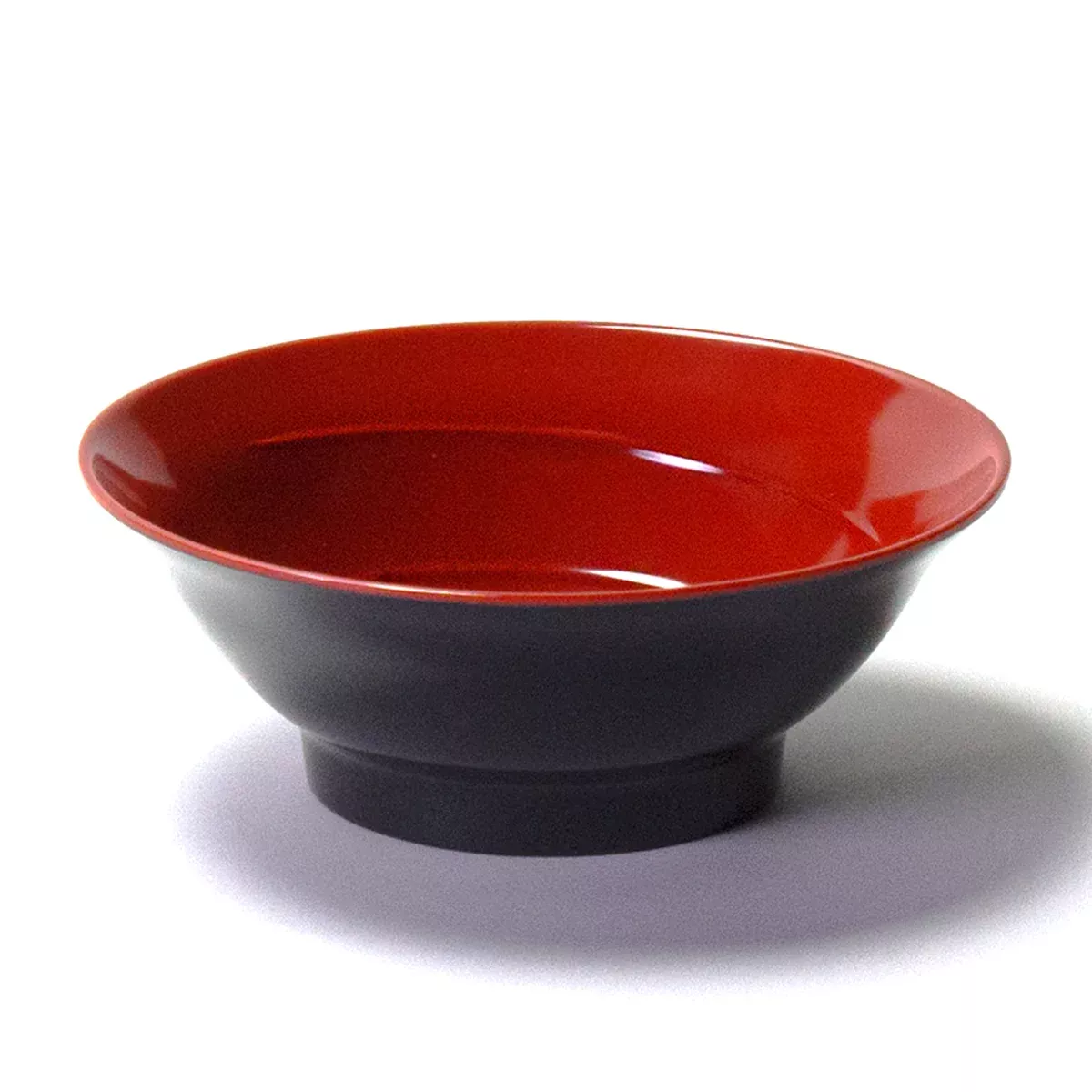 Melamine Round Udon Bowl 8″D, Black/Red