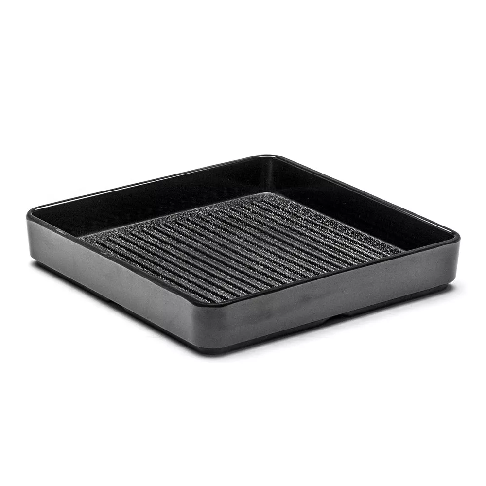 Melamine Square Serving Tray 7-7/8”, Matte Black