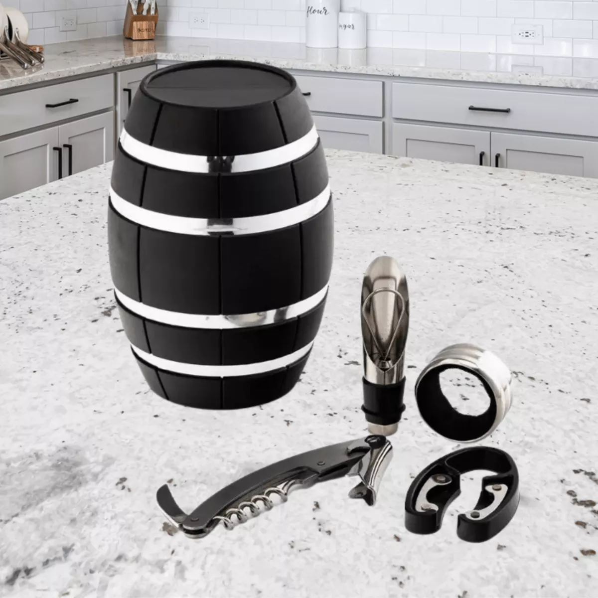Mini Wine Barrel Bottle Opener Set