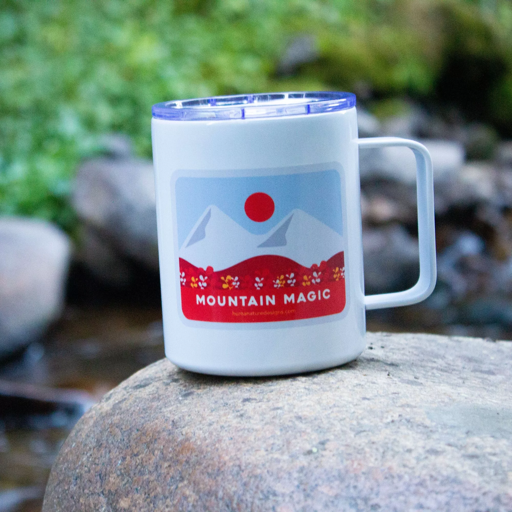 Mountain Magic Mug - Mountain Mug - Stainless Steel and Insulated Camping Mug with Lid - Gift Idea for Mountain Lover