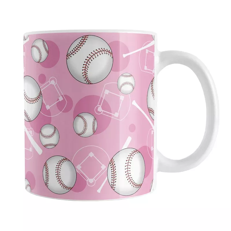 Pink Baseball Pattern Mug