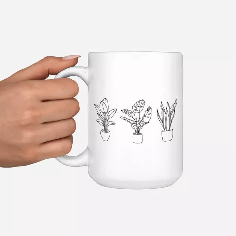 Plant Lover Line Art Mug- 15oz