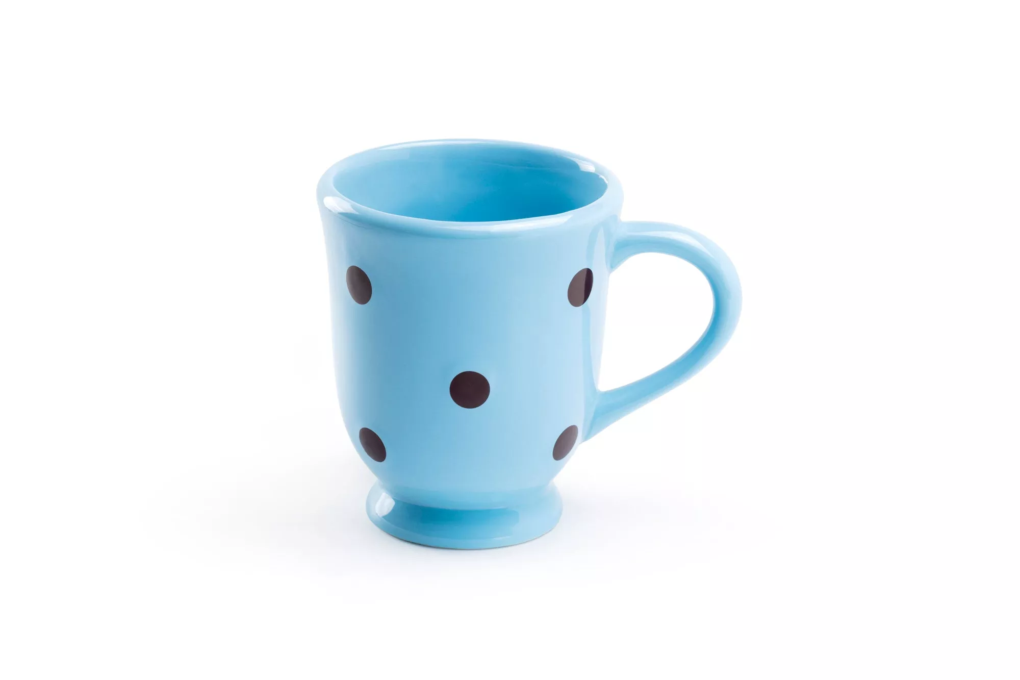 Polka Dots Mug - Brown on Blue