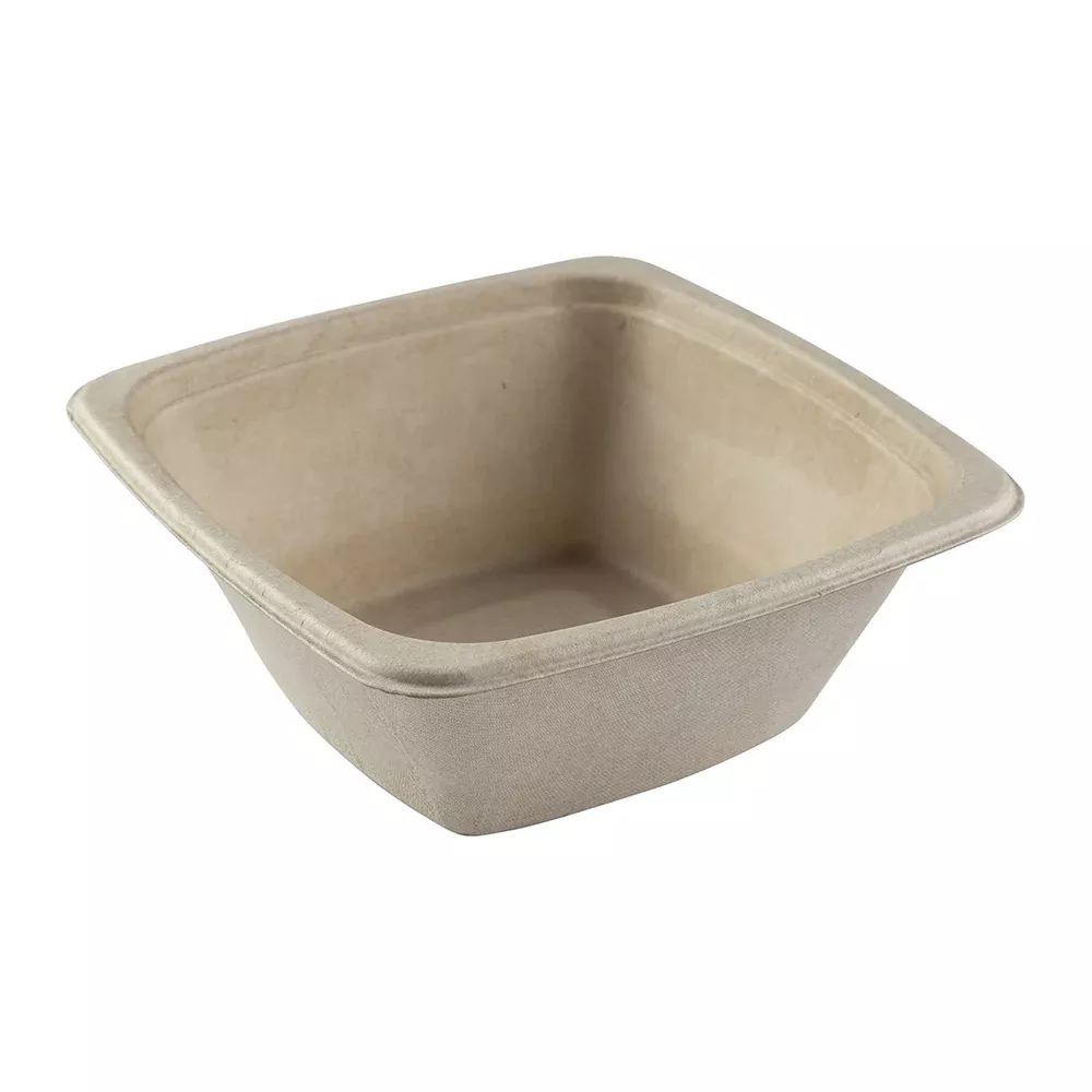 PrimeWare 32 oz. Compostable Tan Square Bowls