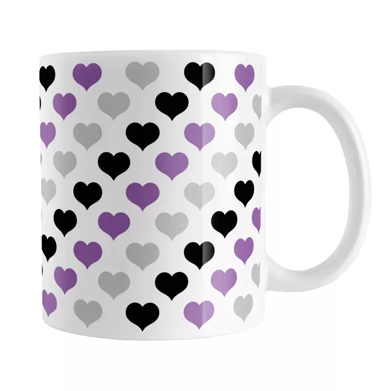 Purple Black Gray Hearts Pattern Mug