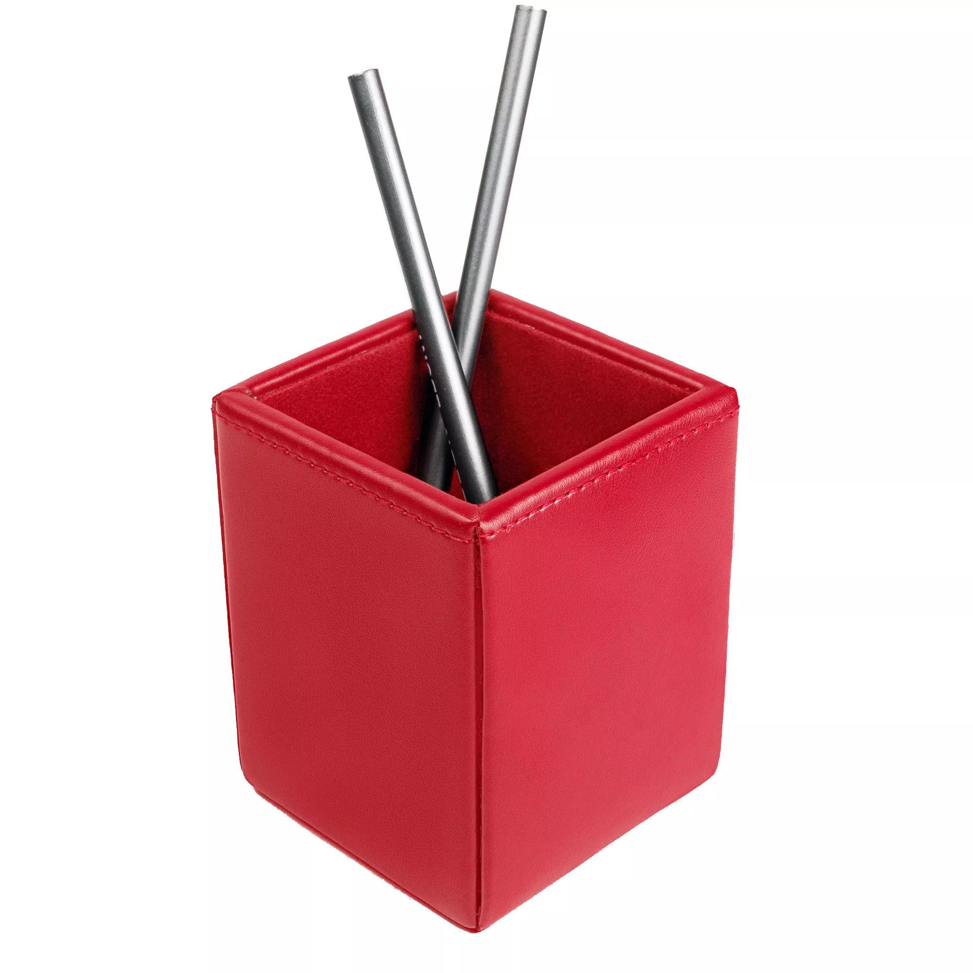 Red Bonded Leather Pencil Cup|Blank&Debossing&Laser Engrave&Personalization&Full Color