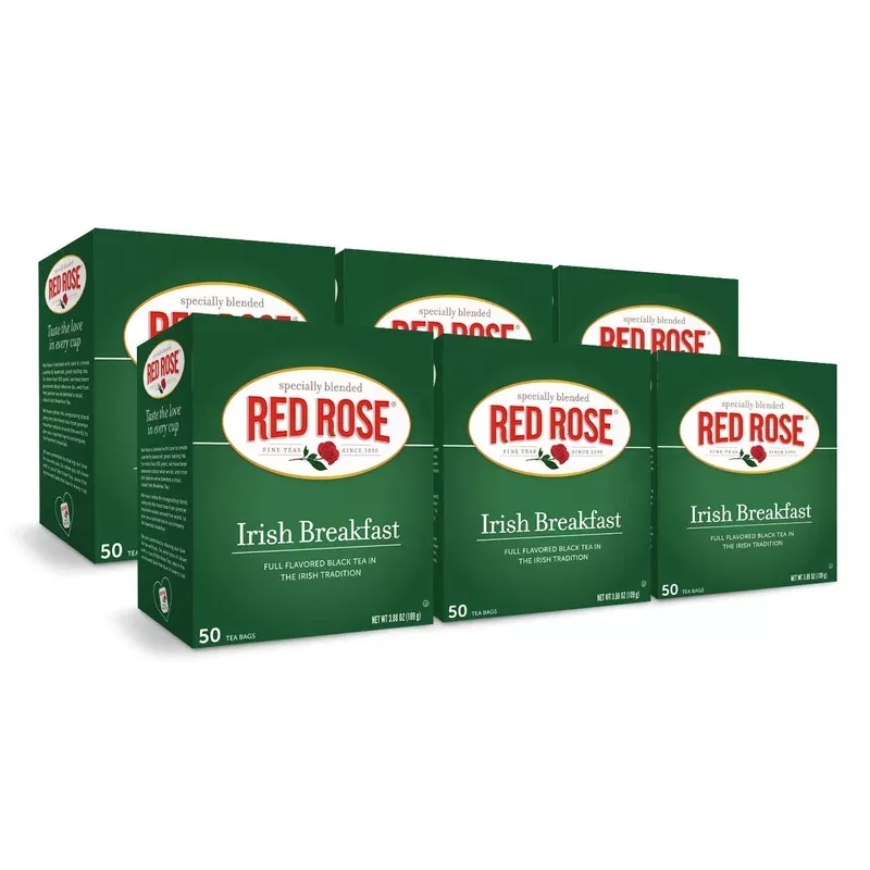 Red Rose Irish Breakfast Black Tea Bags – 50 Count (Case of 6)