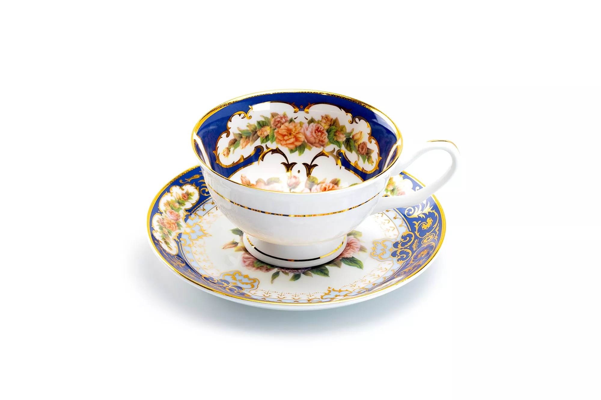 Royal Cobalt Gold Bone China Tea Cup and Saucer