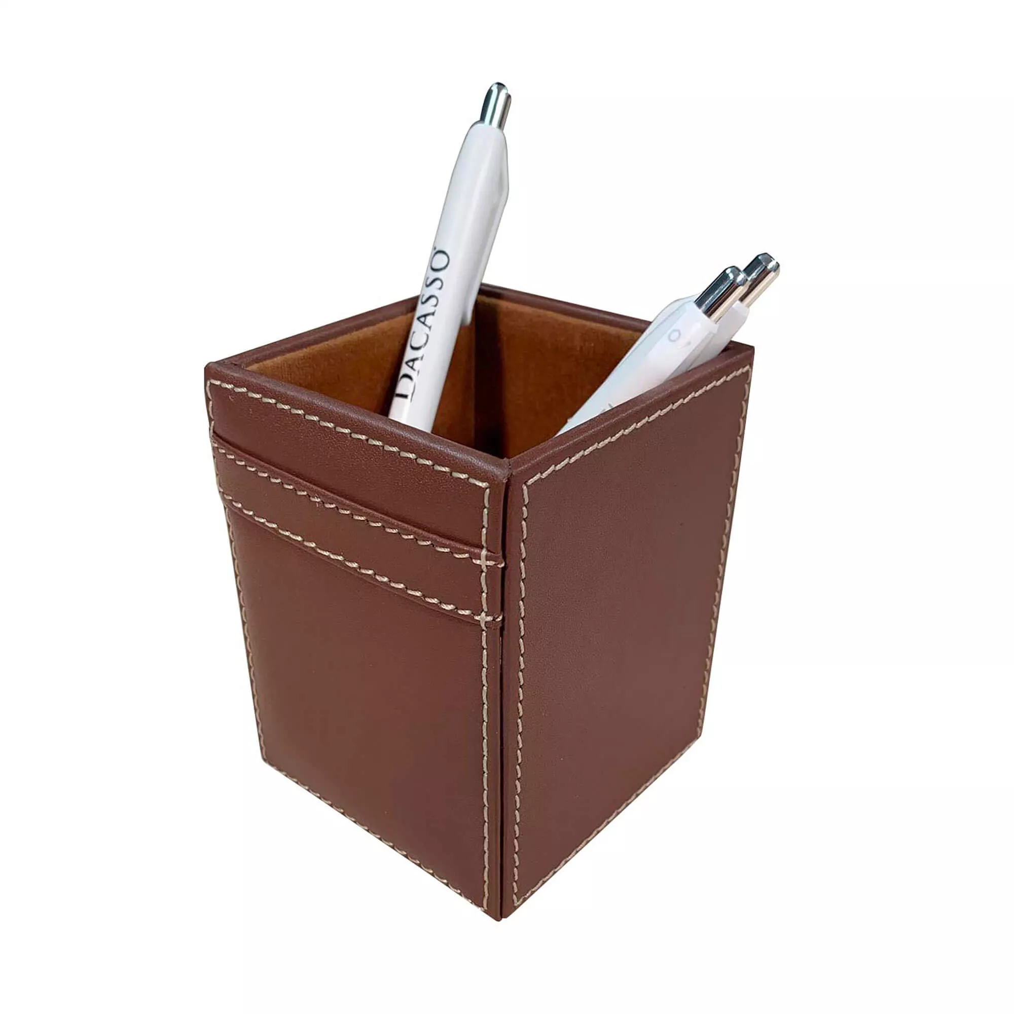Rustic (Sienna) Brown Leather Pencil Cup