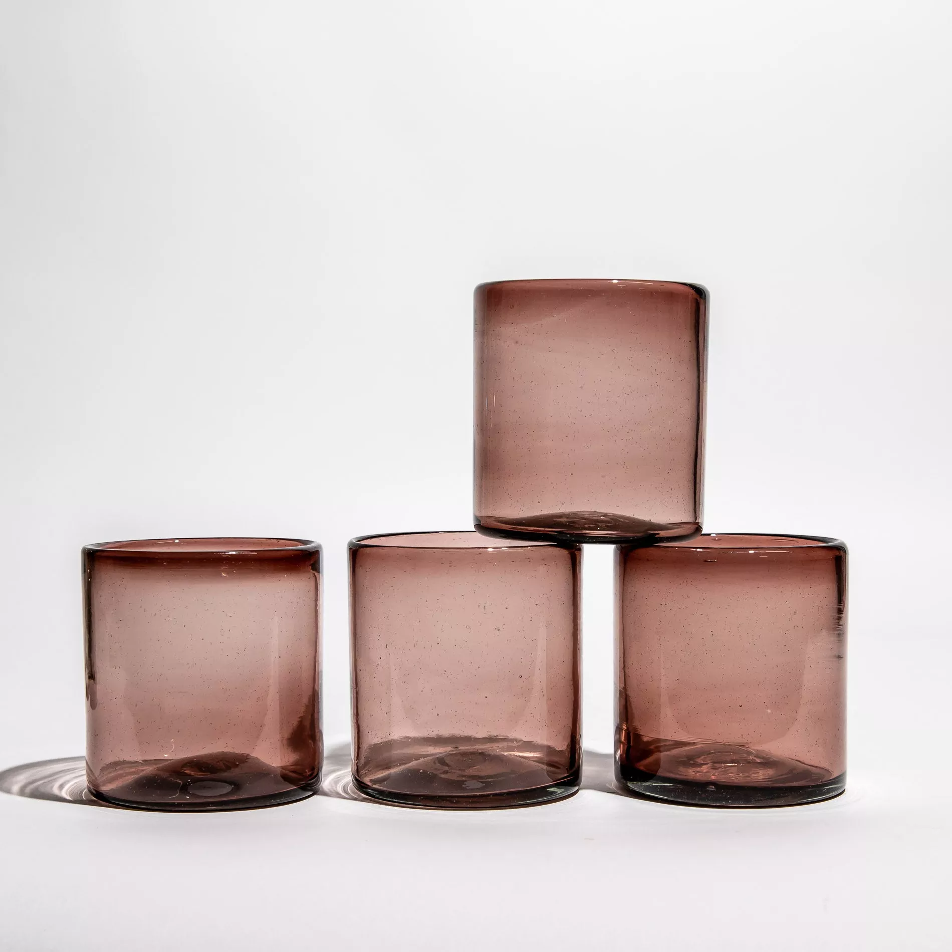 Set of 4 - Mexican Handblown Glass Cup in Amethyst