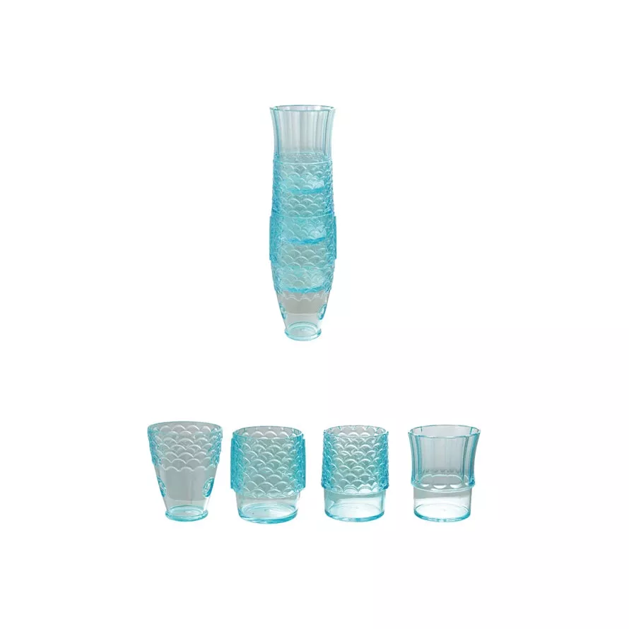 Set of 4 Stackable Fish Cups|Blue