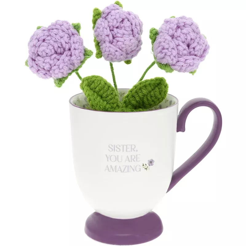 Sister 13 oz Cup with Crocheted Flowers