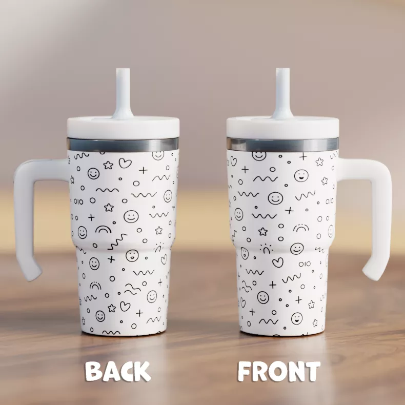 SMILEY FLOWERS 3 Spill Proof Kids CREWCUP 20oz
