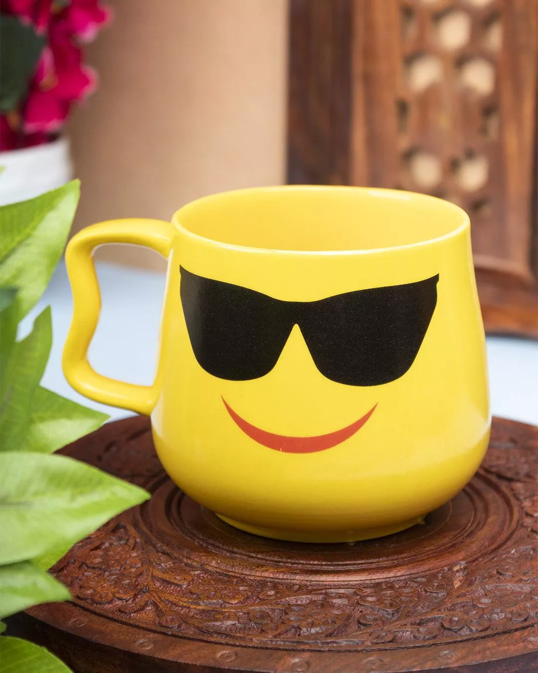 ‘Smileys Face With Sunglasses Emoji’ Tea & Coffee Mug in Ceramic ( 530 mL, Microwave Safe)