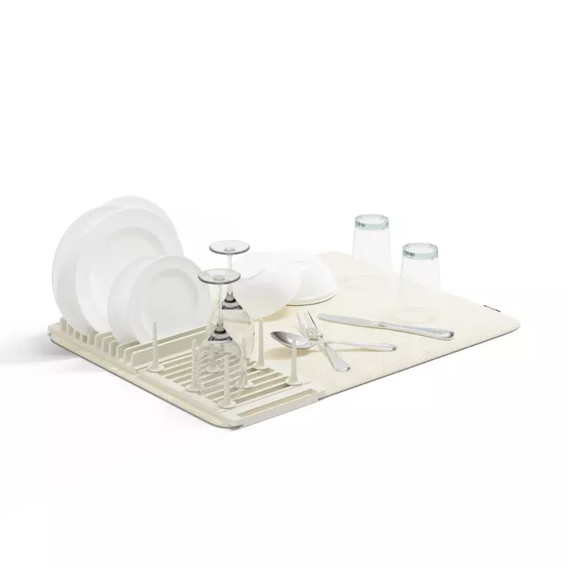 UDRY PEG DISH RACK WITH MAT: LINEN